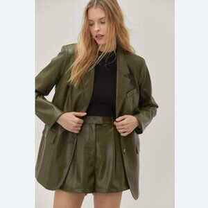 NASTY GAL Faux Leather Tailored Single Breasted Blazer